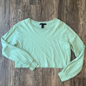 Forever 21 Green Long Sleeve Crop Tshirt